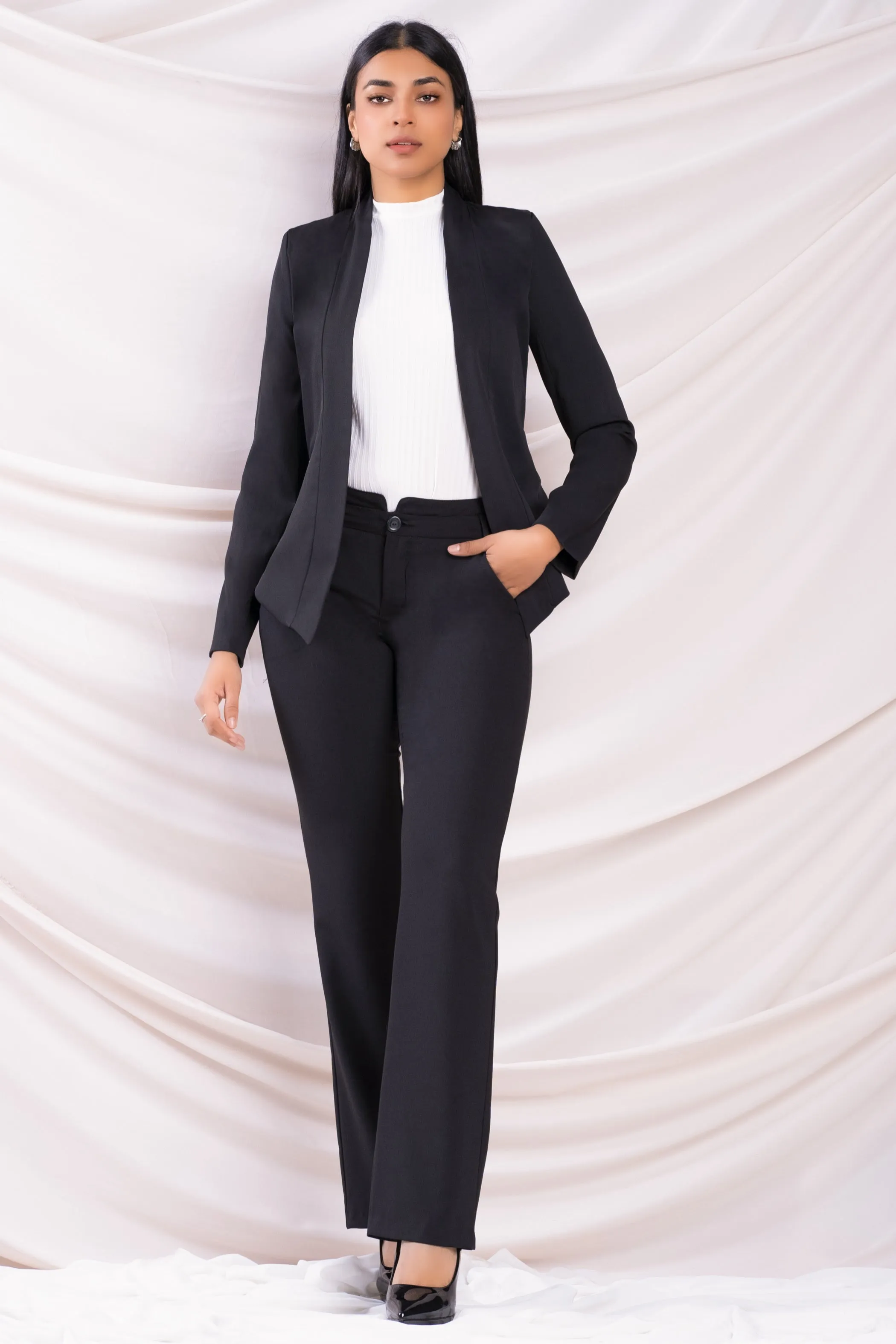 Black Open Blazer