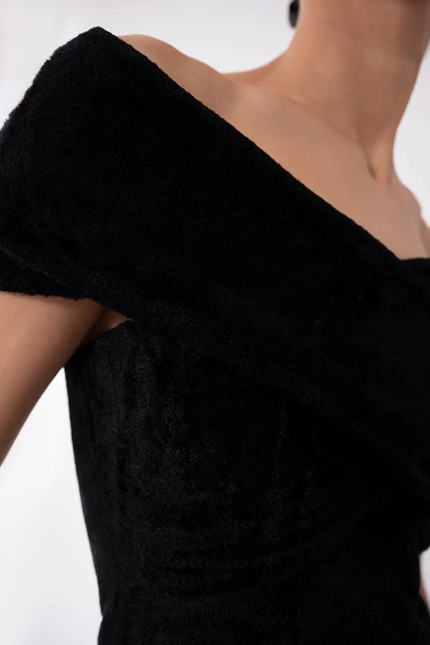 Black Velvet Off Shoulder Top