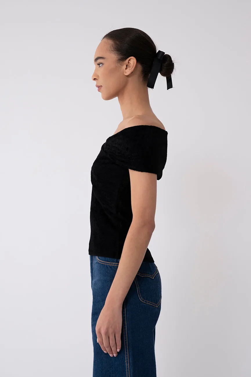 Black Velvet Off Shoulder Top