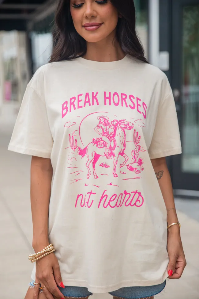 Break Horses Not Hearts Ivory Oversized Graphic Tee