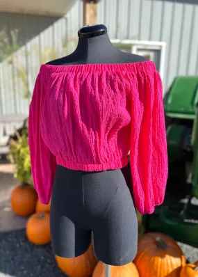 Bright Pink Off Shoulder Top