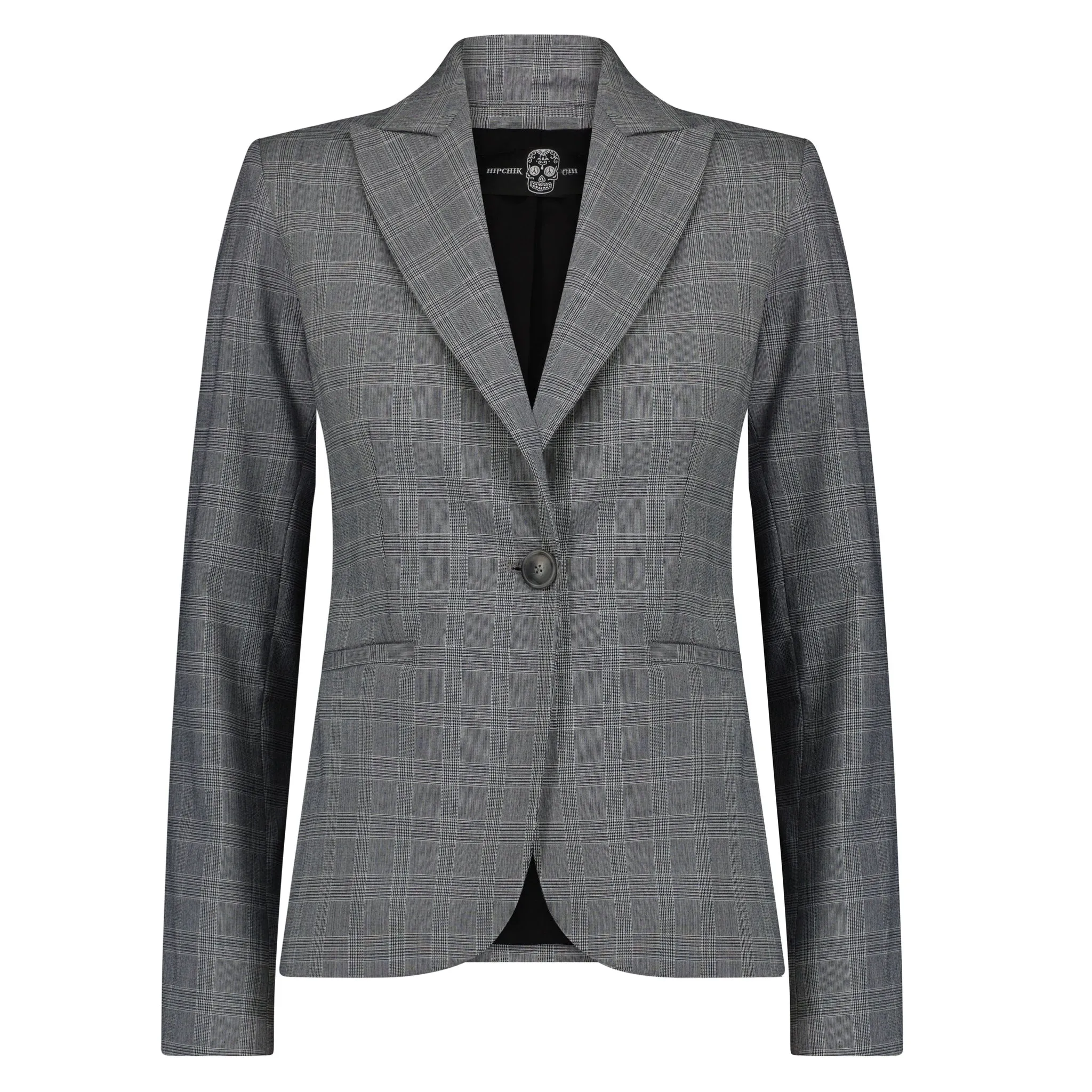 Butterflies Stripes Plaid Blazer - Gray