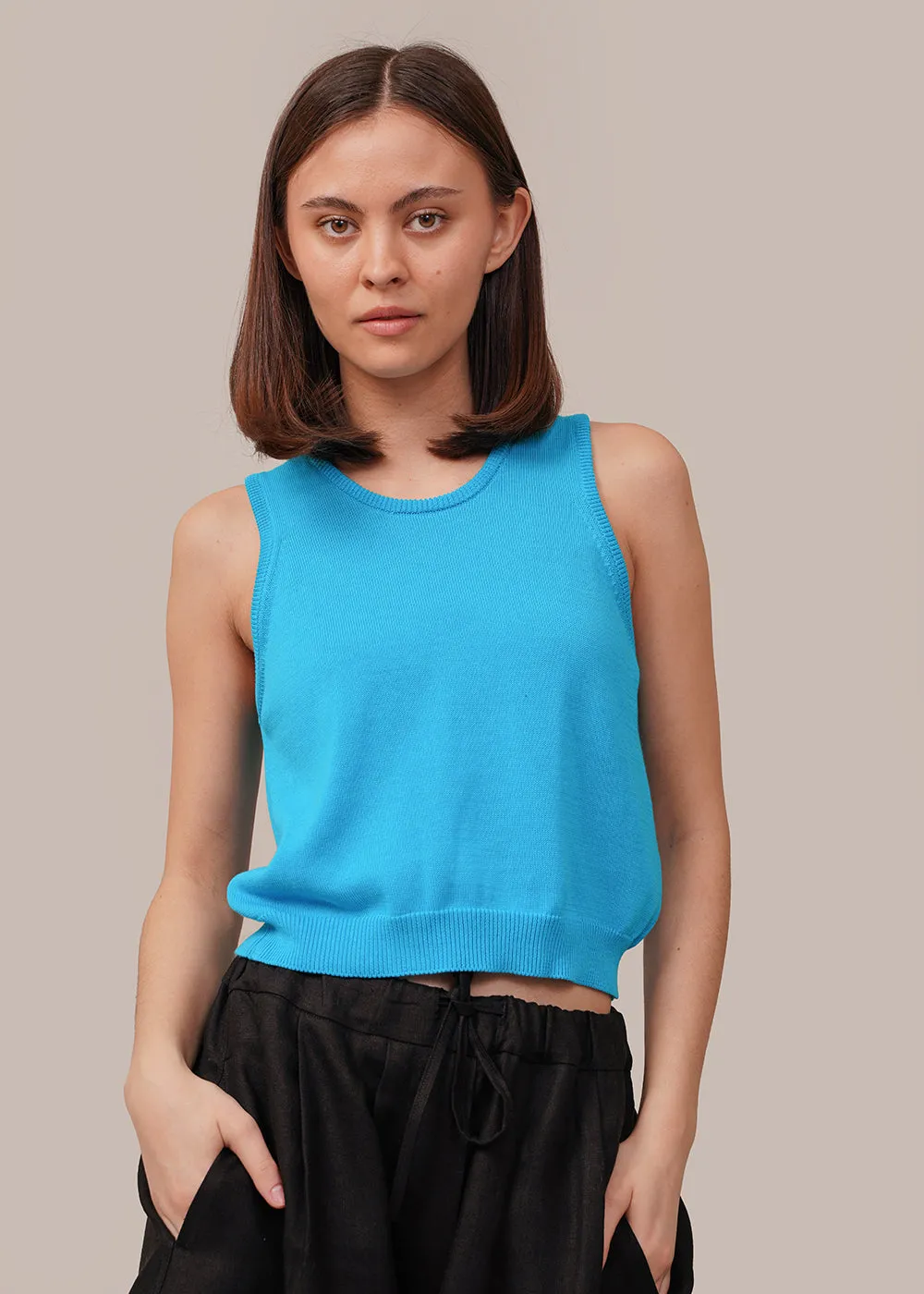 Ceruleo Cotton Cropped Tank Top