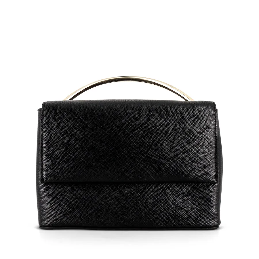 CLARISSA SHOULDER BAG WITH TOP HANDLE - BLACK