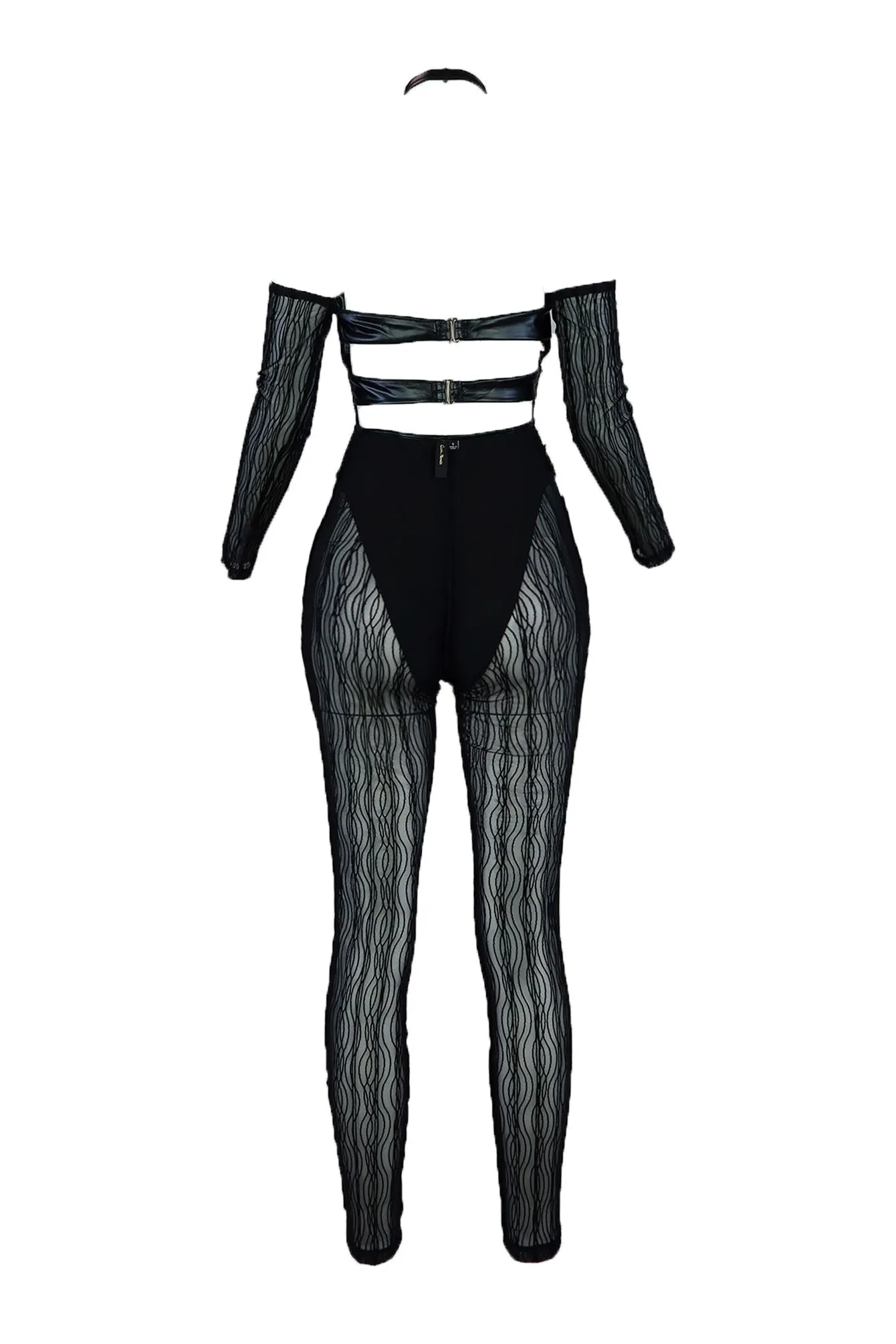 Claude Grommet Leather Mesh Jumpsuit