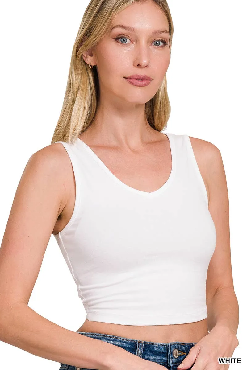 Cotton V-neck Cropped Cami Top