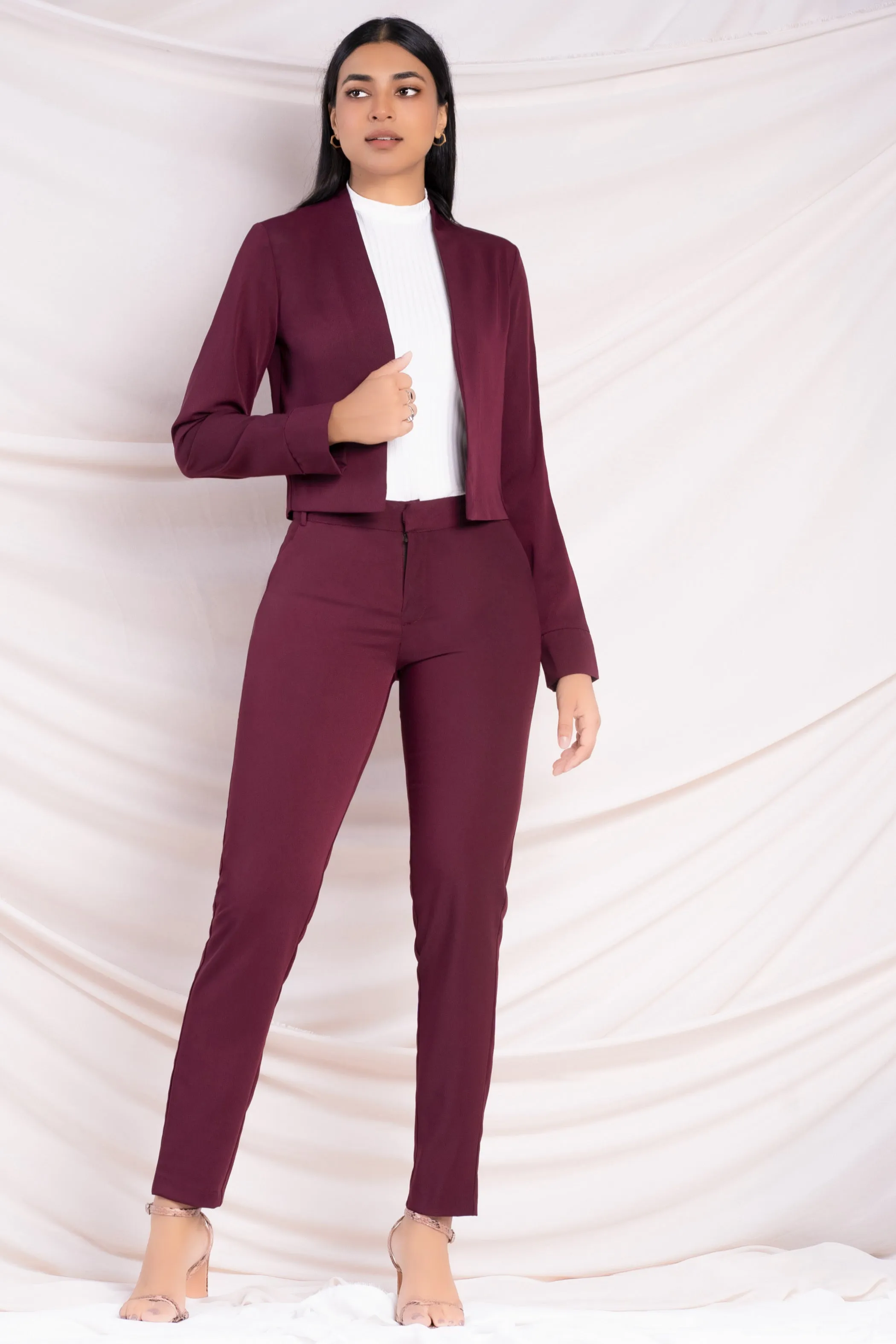 Cropped Open Front Blazer