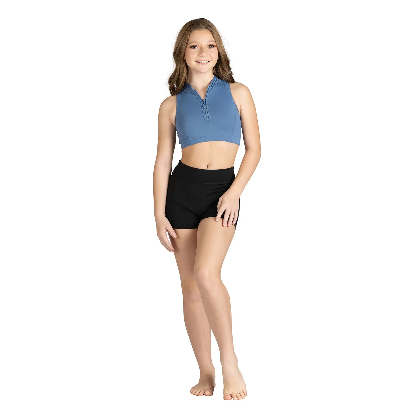 Danznmotion Child Sloan Zip Front Crop Top