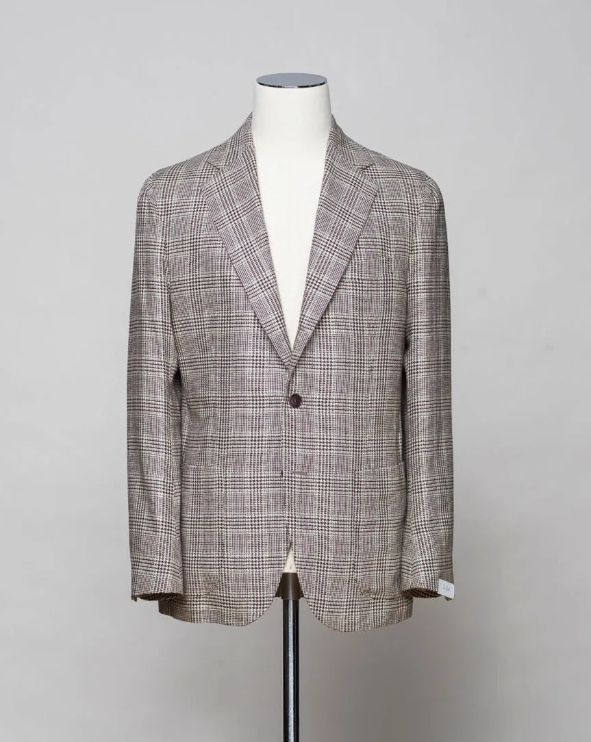 De Petrillo Silk Glencheck Jacket / Brown