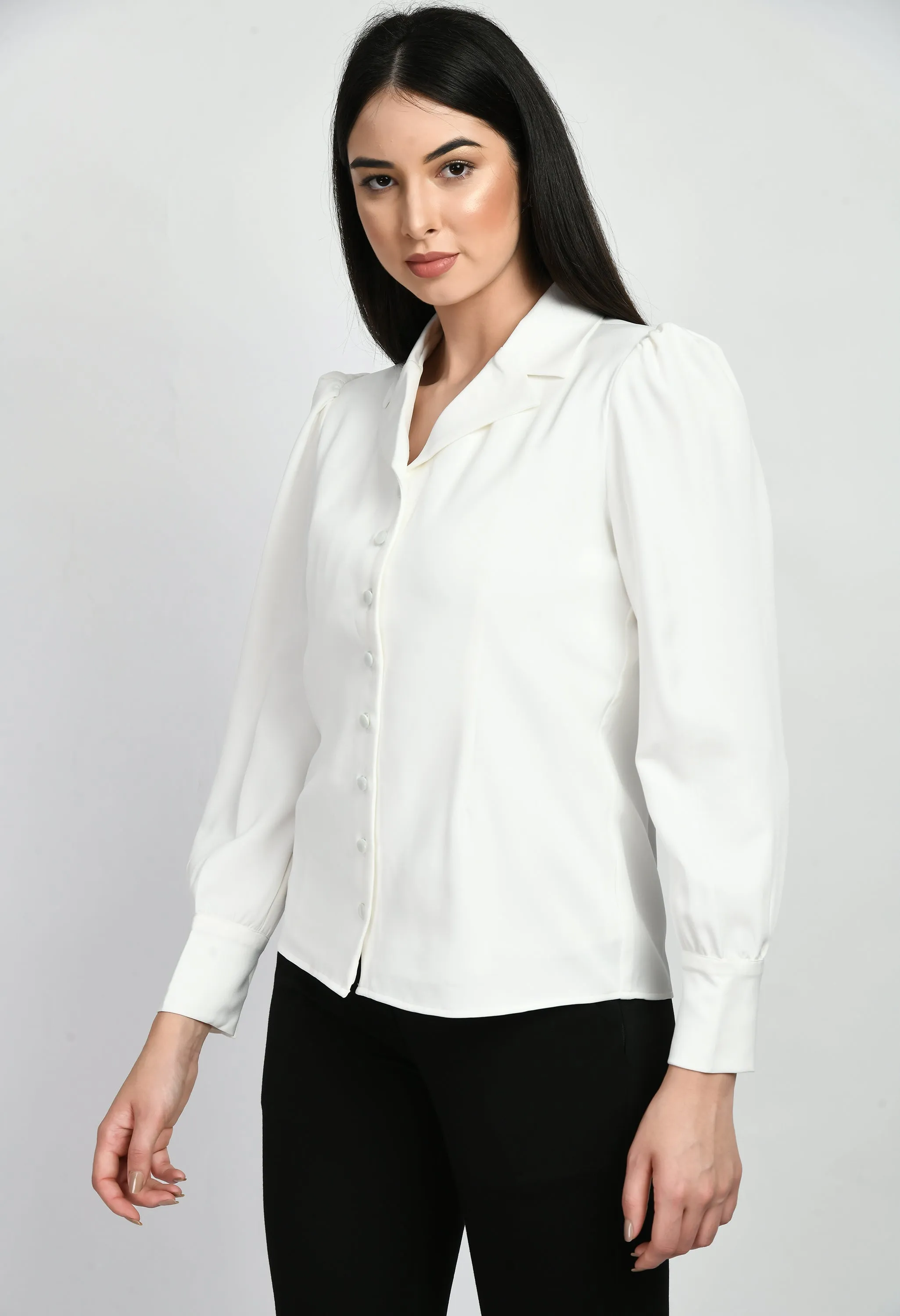 Exude Agility Blazer Top (White)