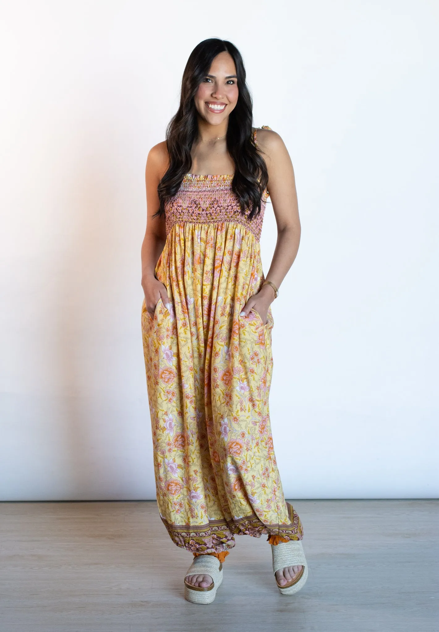 Flourishing Babe Yellow Floral Jumpsuit