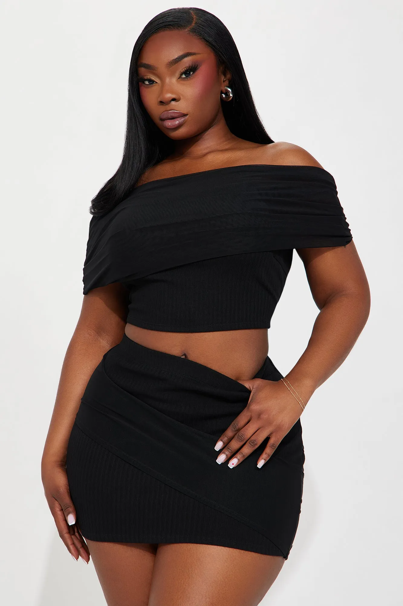 For The Record Skirt Set - Black