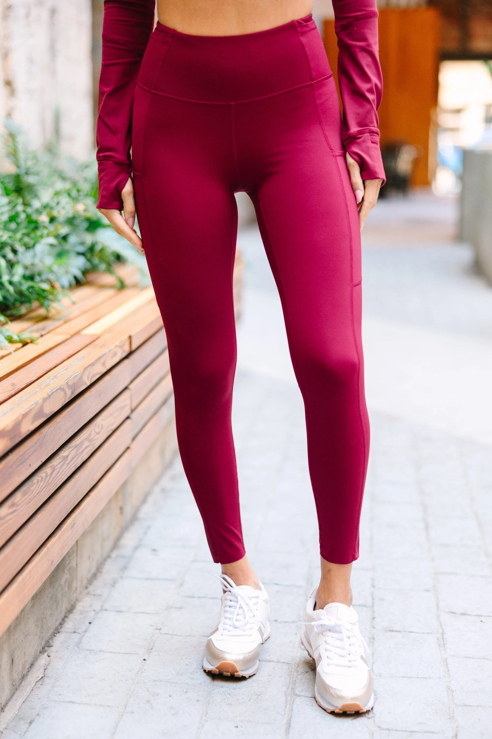 Get Going Burgundy Red 7/8 Leggings