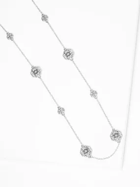 Hexagon Shape Long Necklace (Color: Silver)