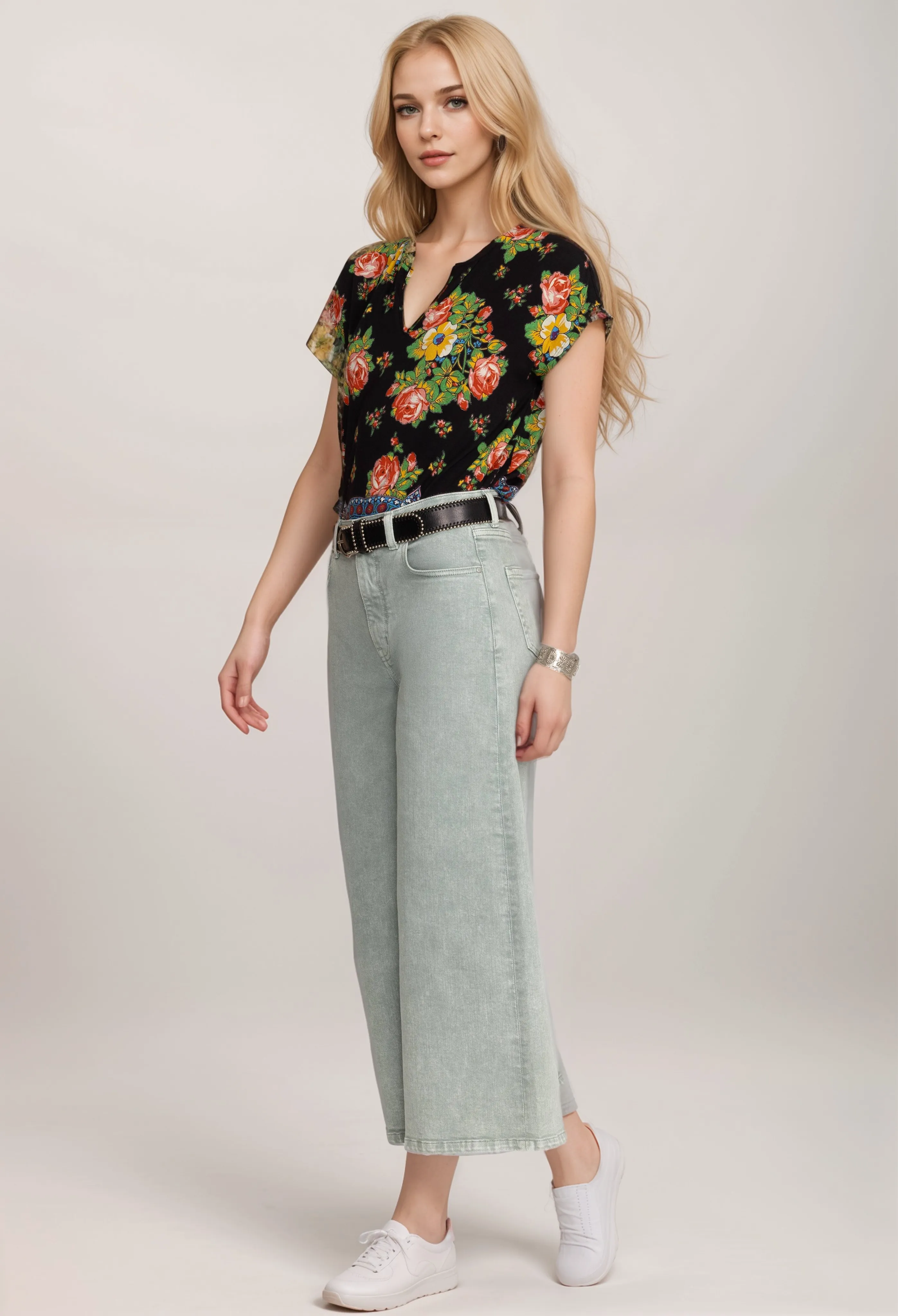 Johnny Was Sydney Cropped Wide Leg Jeans JW1091CN8