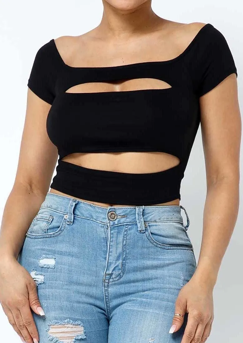 Karrie Off Shoulder Cut Out Crop Top