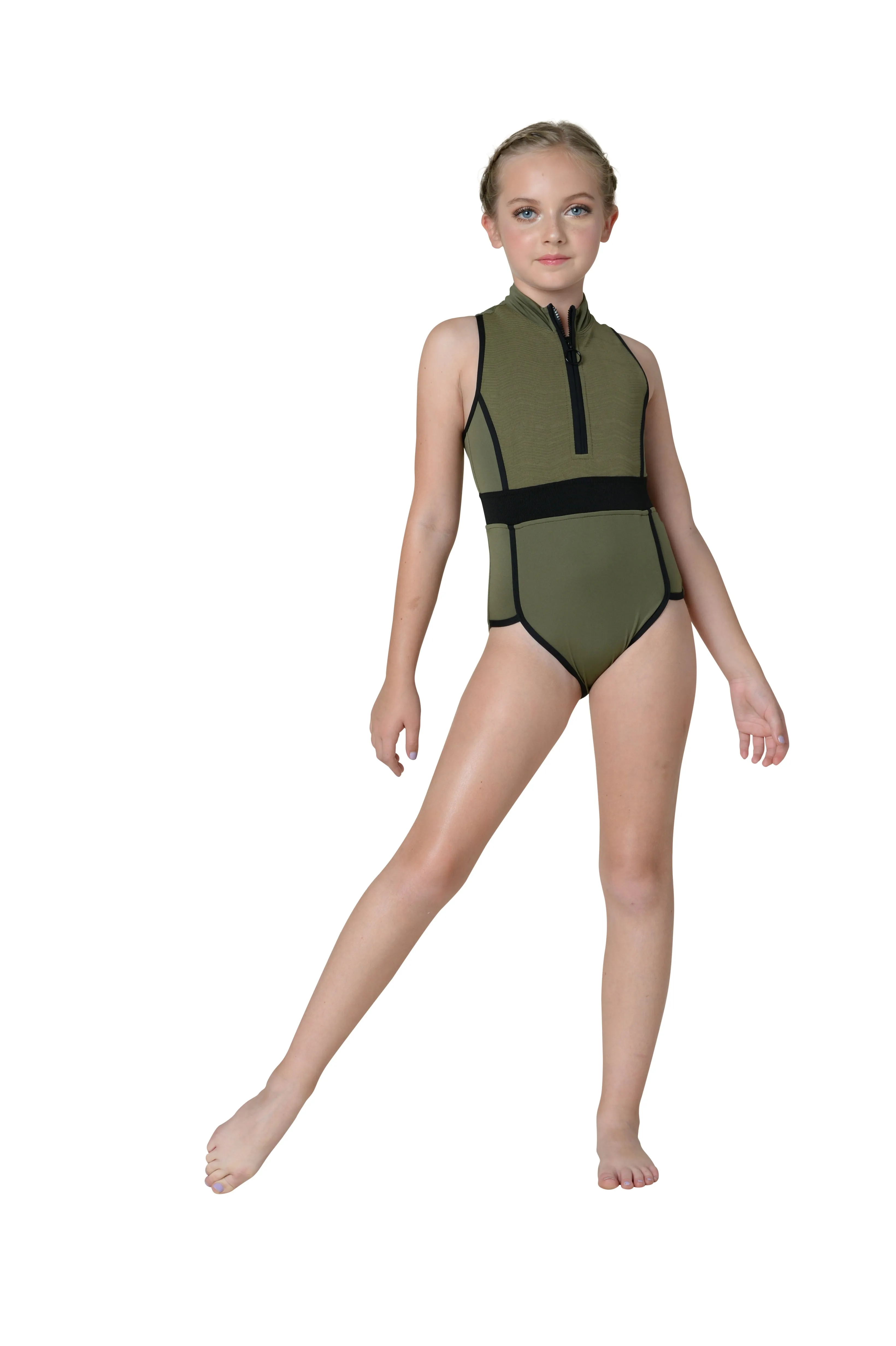 Kids Madison Scuba Leotard With Zigzag Texture