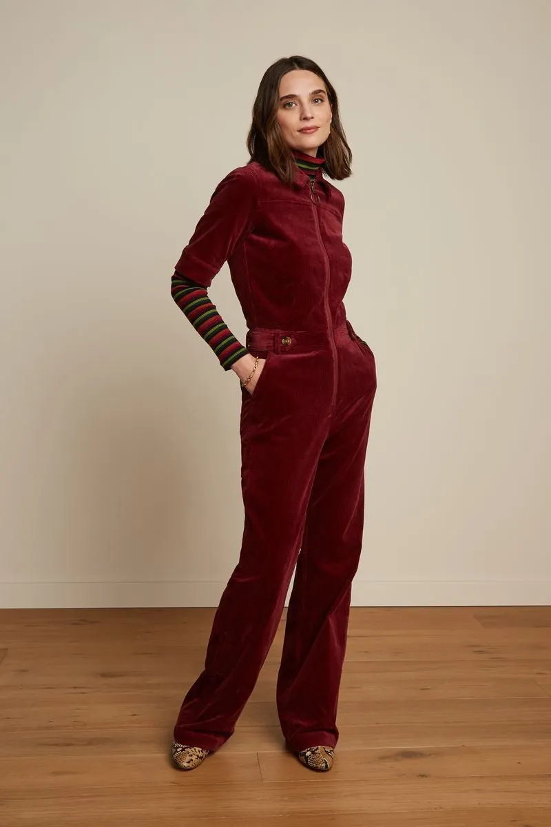 King Louie Garbo Zip Jumpsuit -Beetroot Red