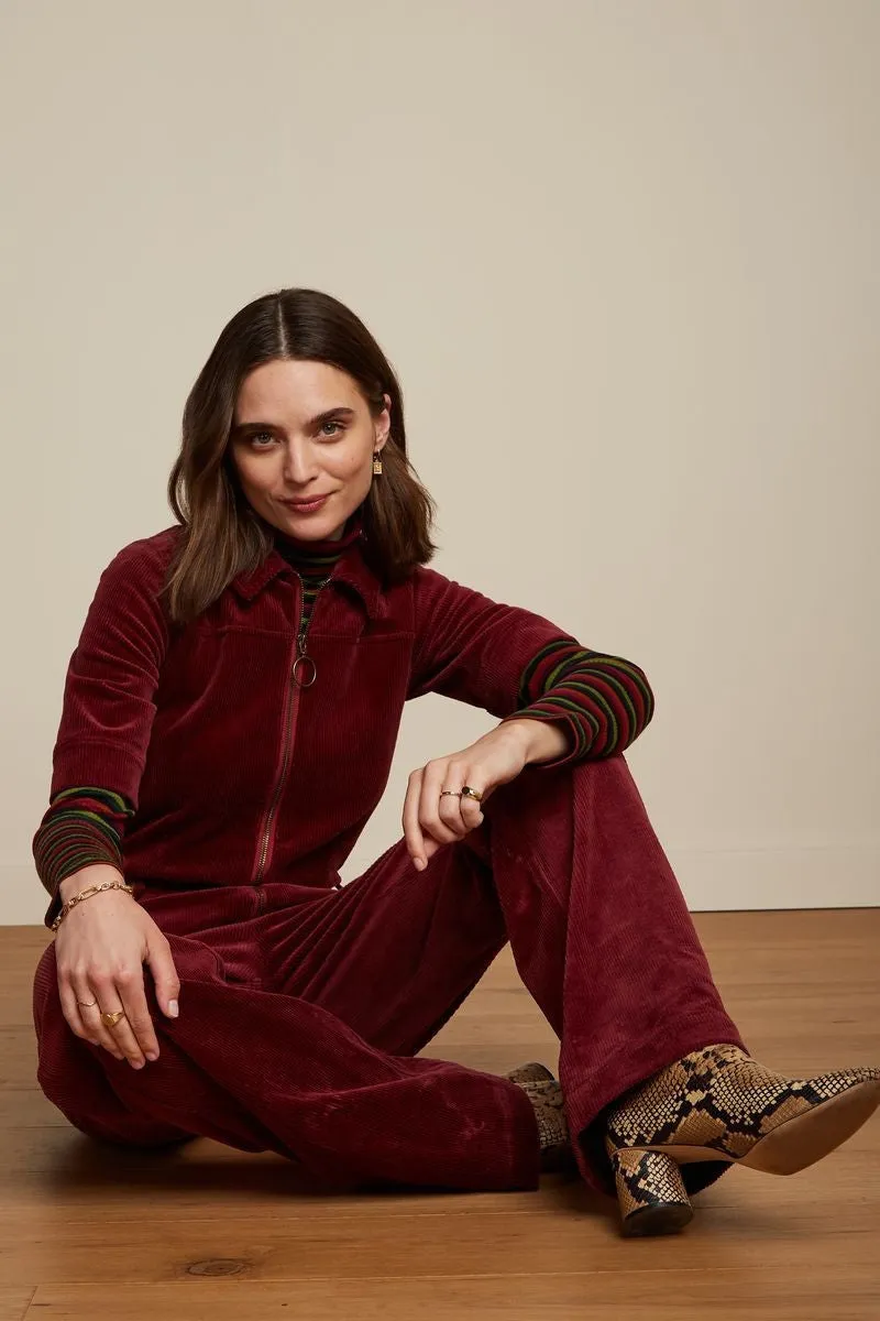 King Louie Garbo Zip Jumpsuit -Beetroot Red