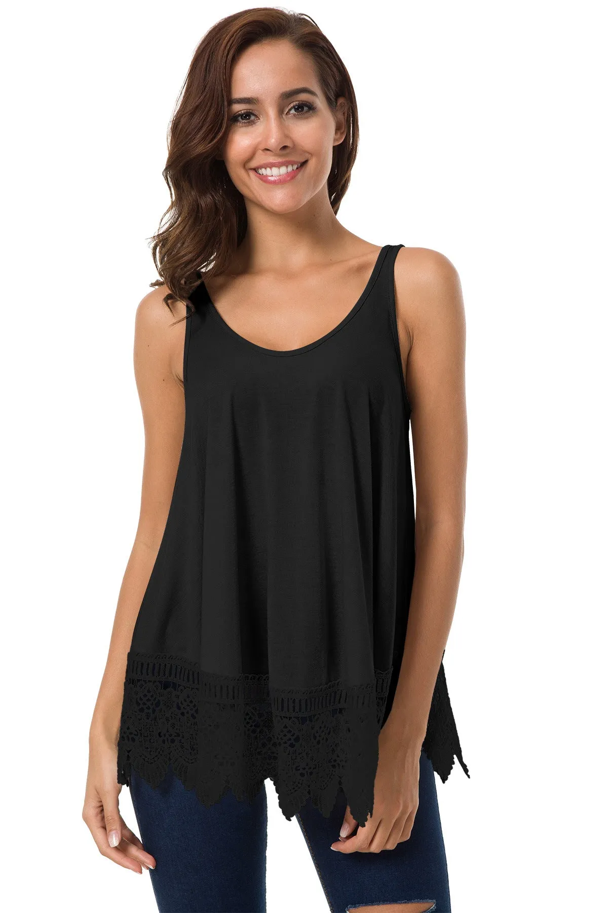 Lace Hem Sleeveless Top