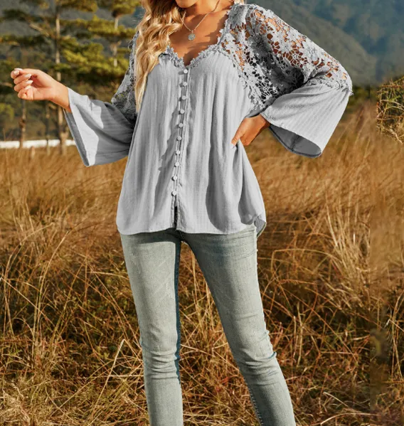 Lace V Neck Top