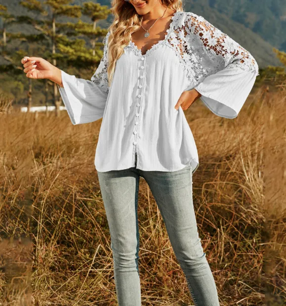 Lace V Neck Top