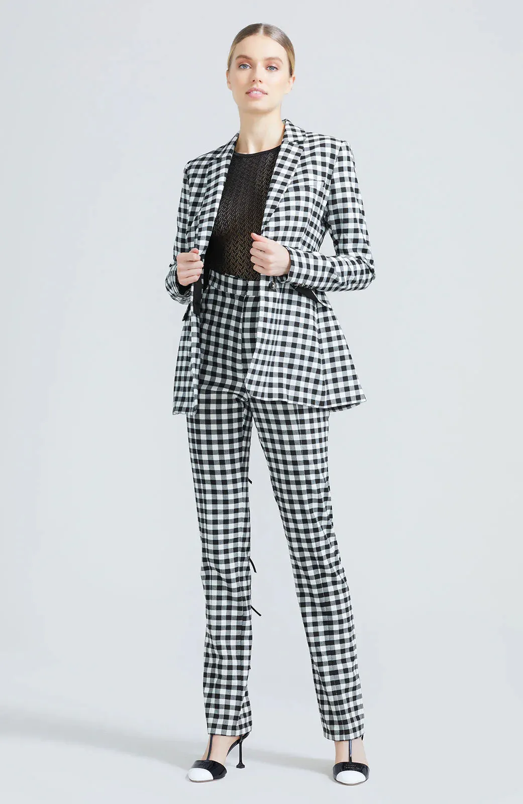 LELA ROSE Stretch Check Blazer