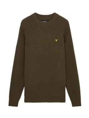 Lyle & Scott Shaker Stitch Mock Neck Jumper/Olive - AW23 SALE