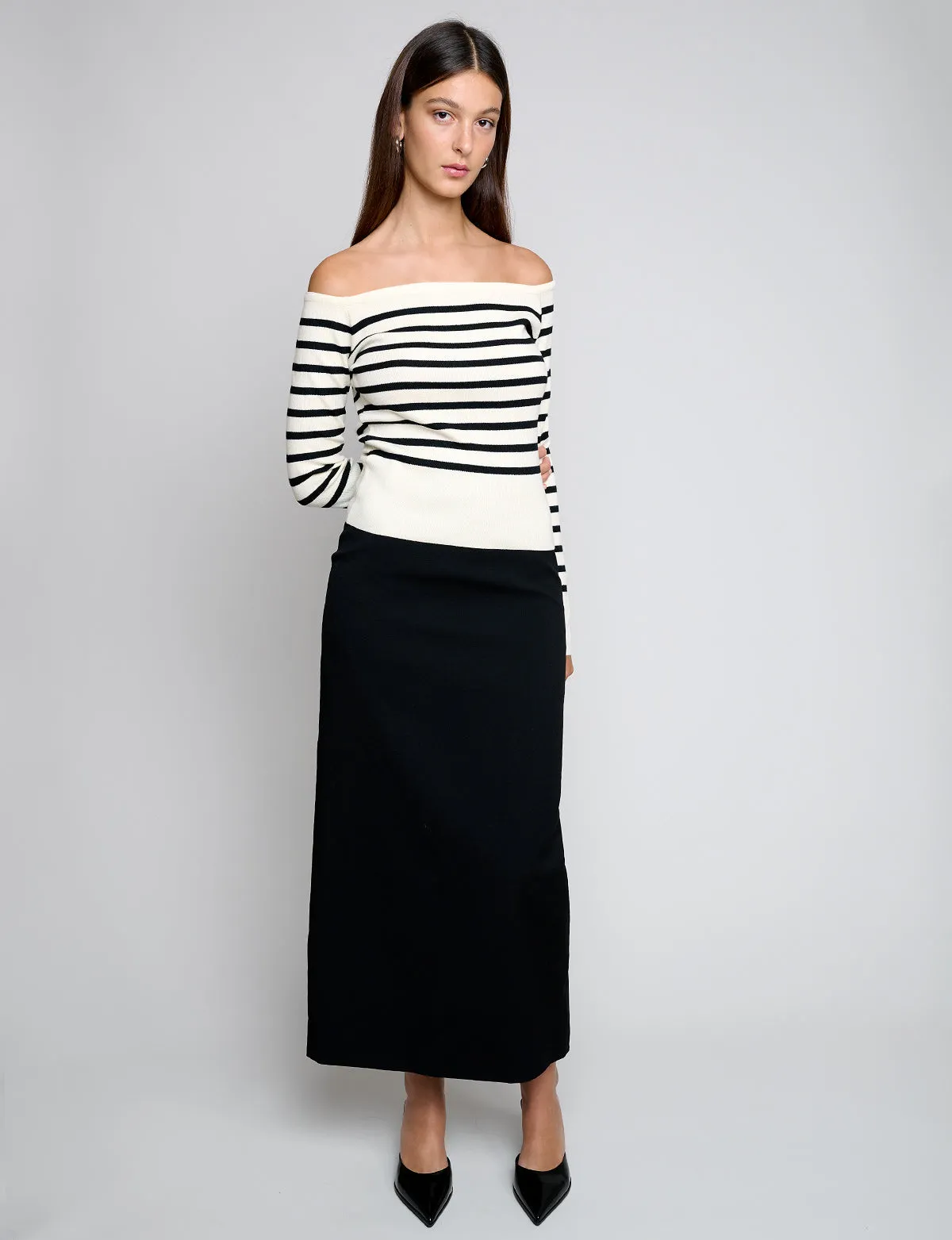 Marcel Cream Stripe Off-The-Shoulder Top