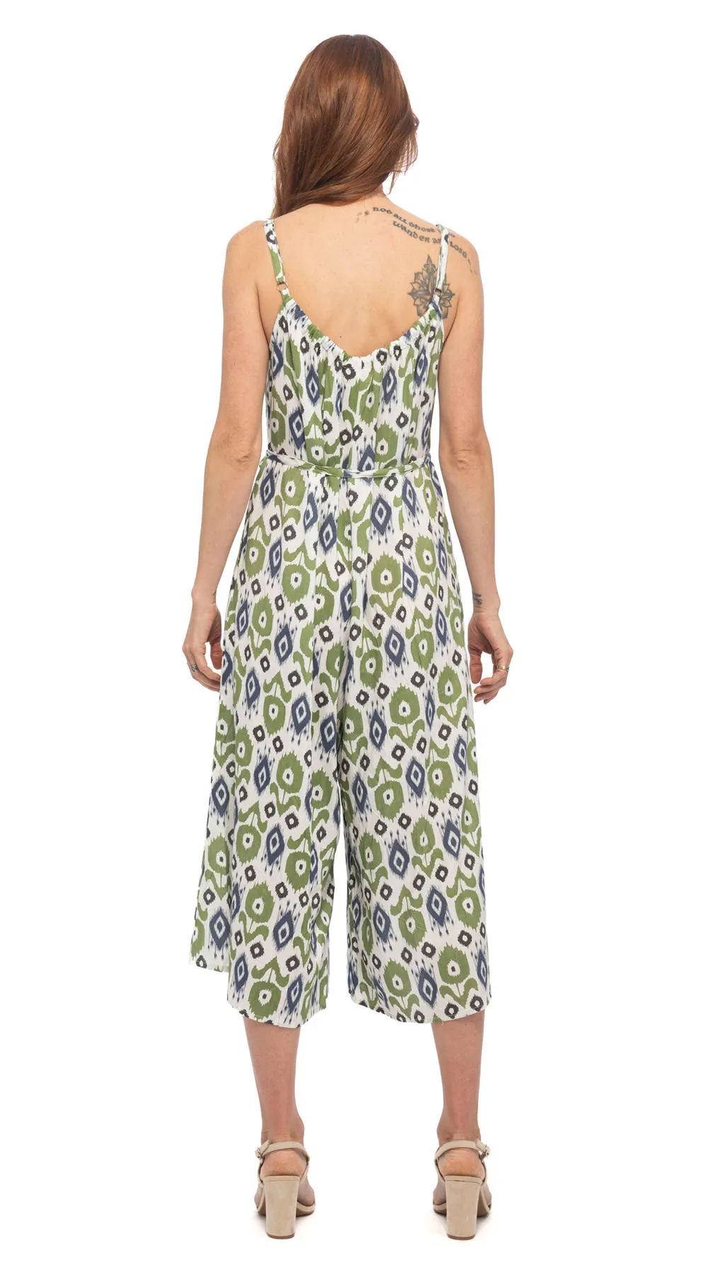 Marley Jumpsuit - olive ikat - rayon