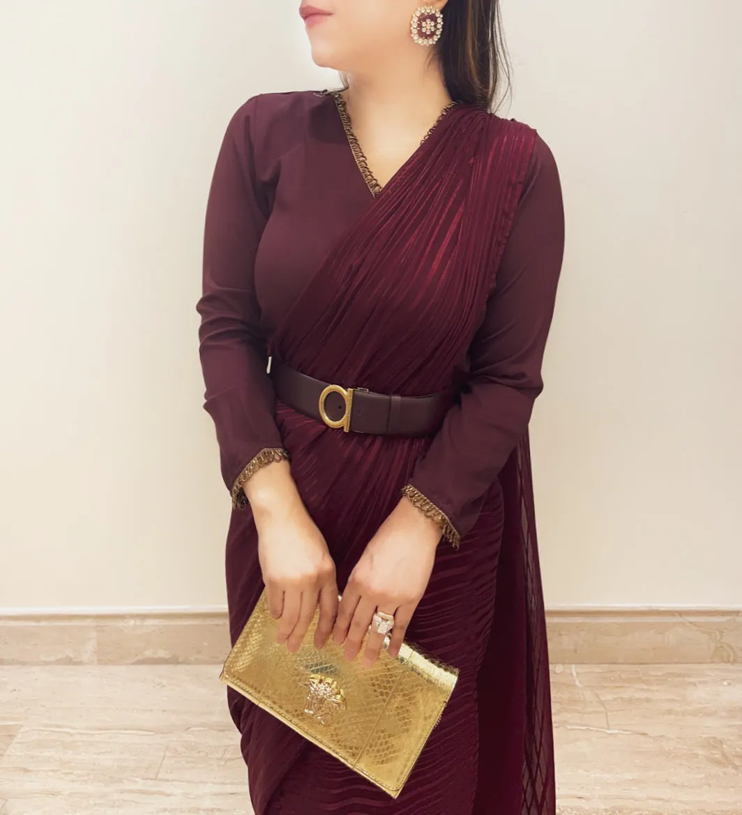 Maroon Jumpsuit sari