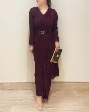 Maroon Jumpsuit sari