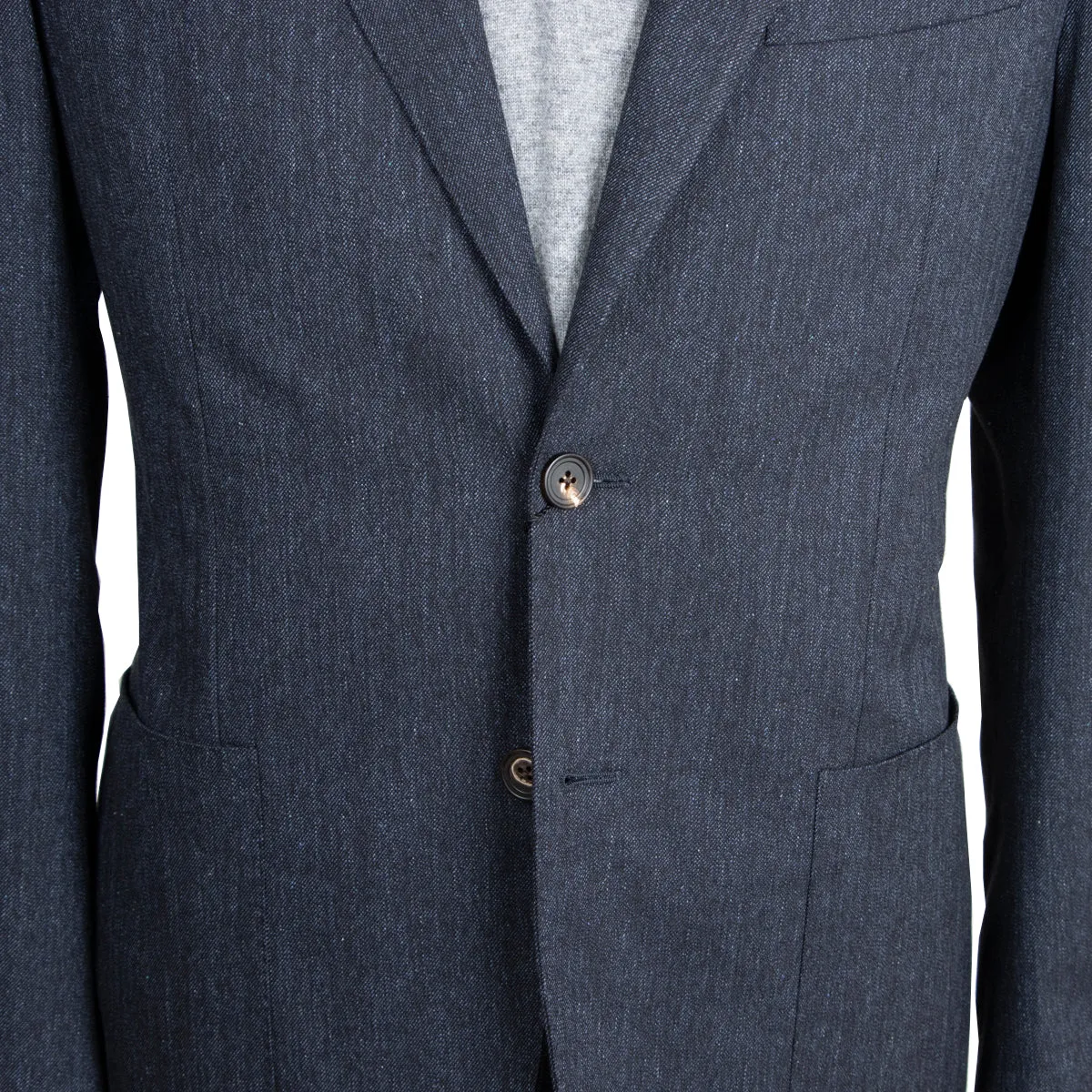 Navy Denim Unlined Cotton Stretch Blazer