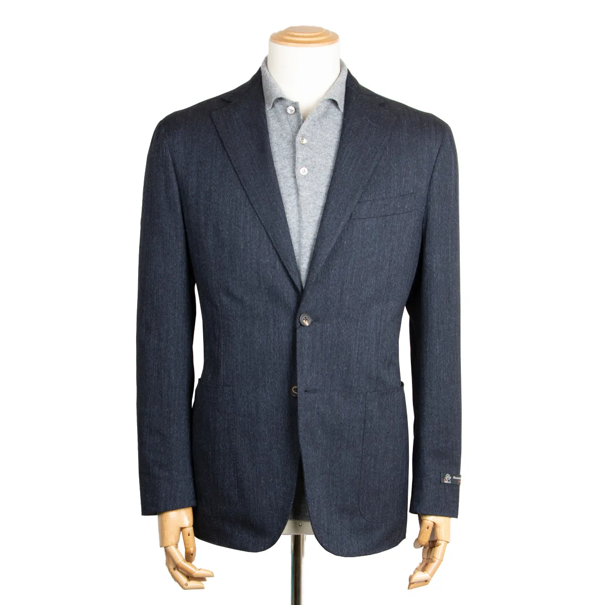 Navy Denim Unlined Cotton Stretch Blazer