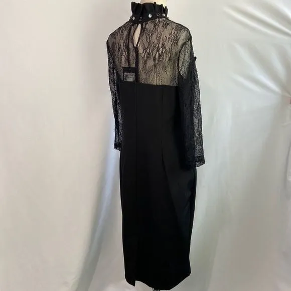 NWTBlackHigh Neck Dress with Lace/Stones