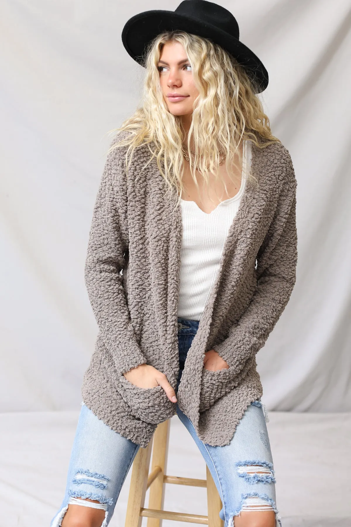 Popcorn Cardigan With Pockets