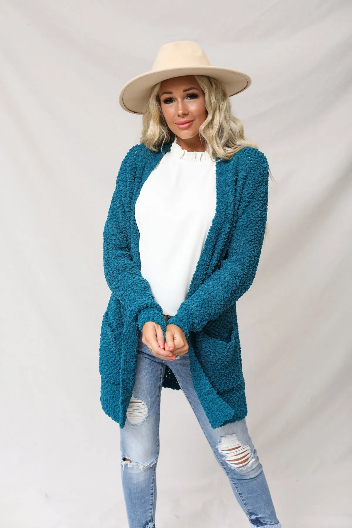 Popcorn Cardigan With Pockets