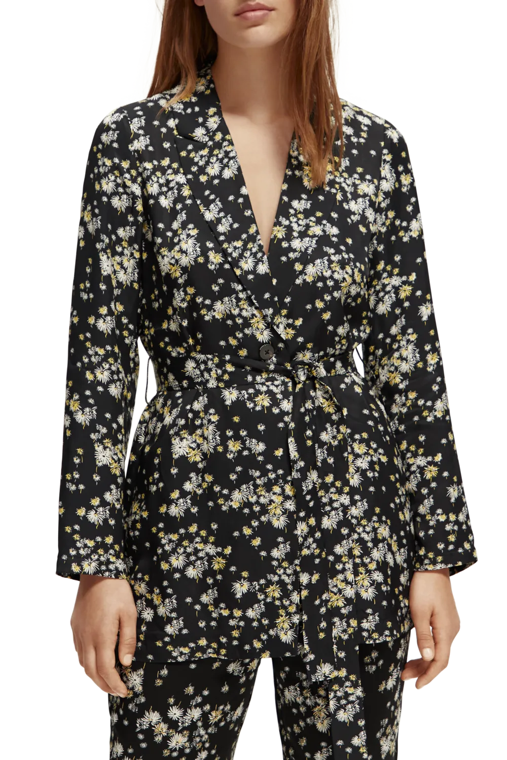 Printed Drapey Blazer | Dandelion Black