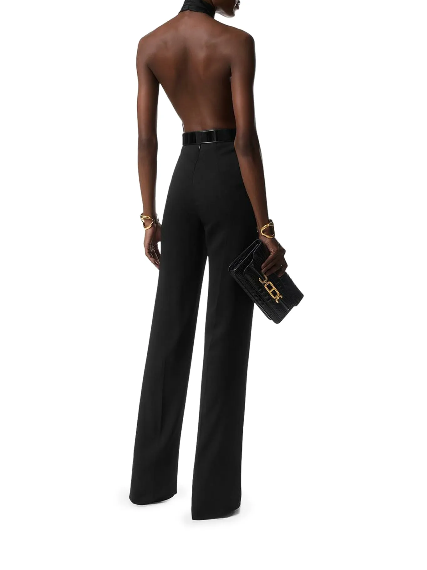 SABLE` HALTER NECK BELTED JUMPSUIT