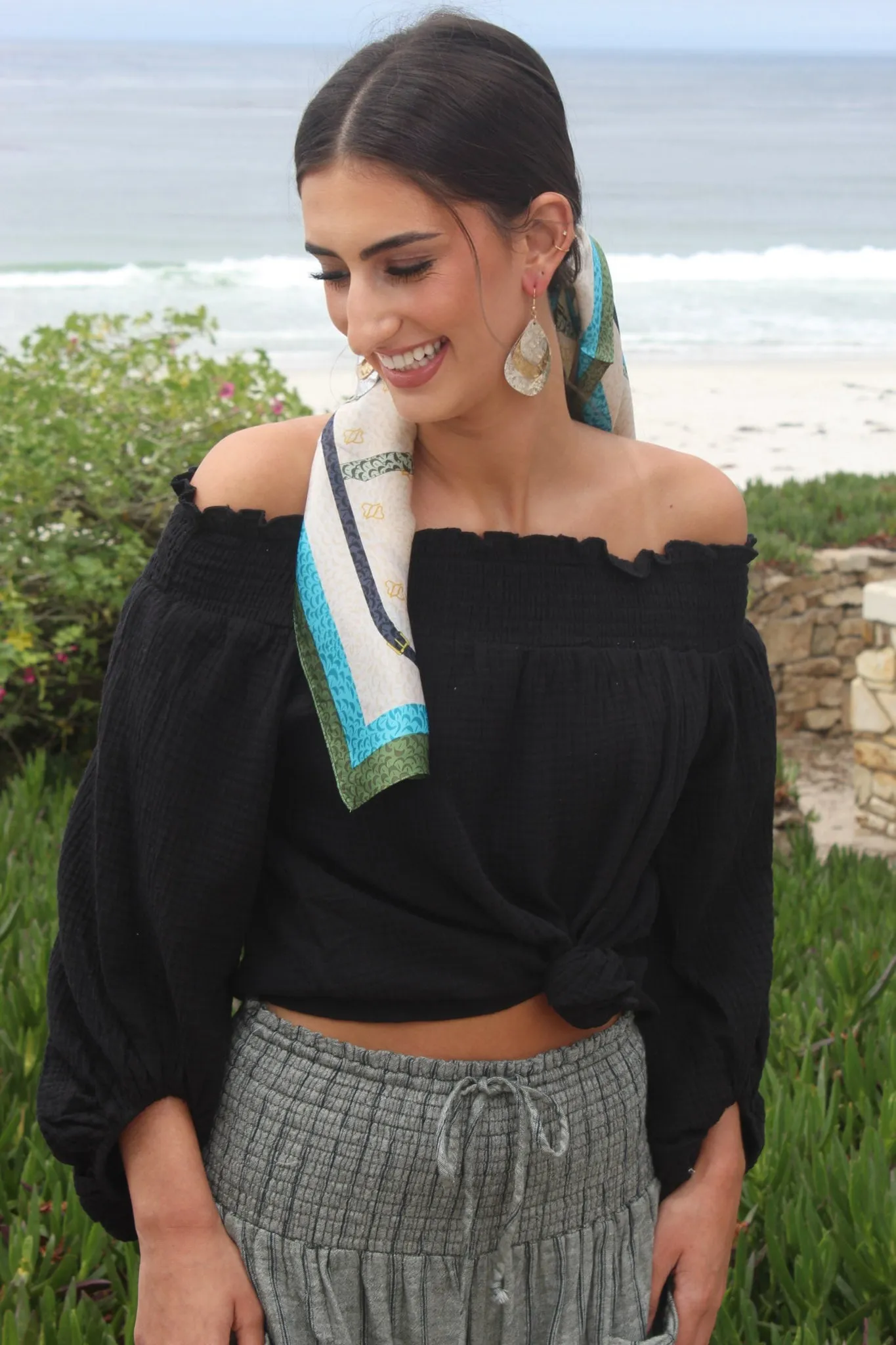 Salty Breeze Off The Shoulder Top - Black