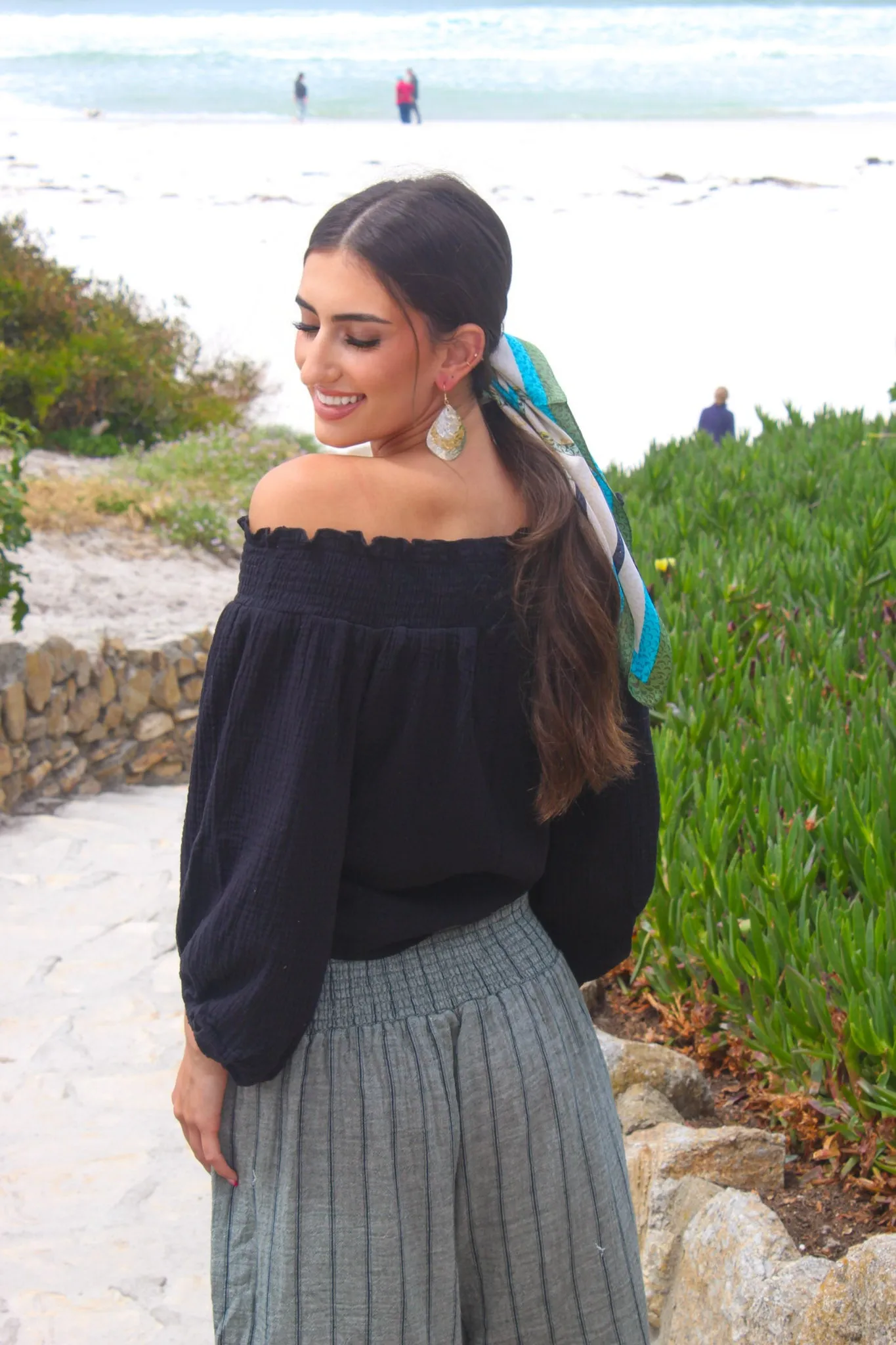 Salty Breeze Off The Shoulder Top - Black