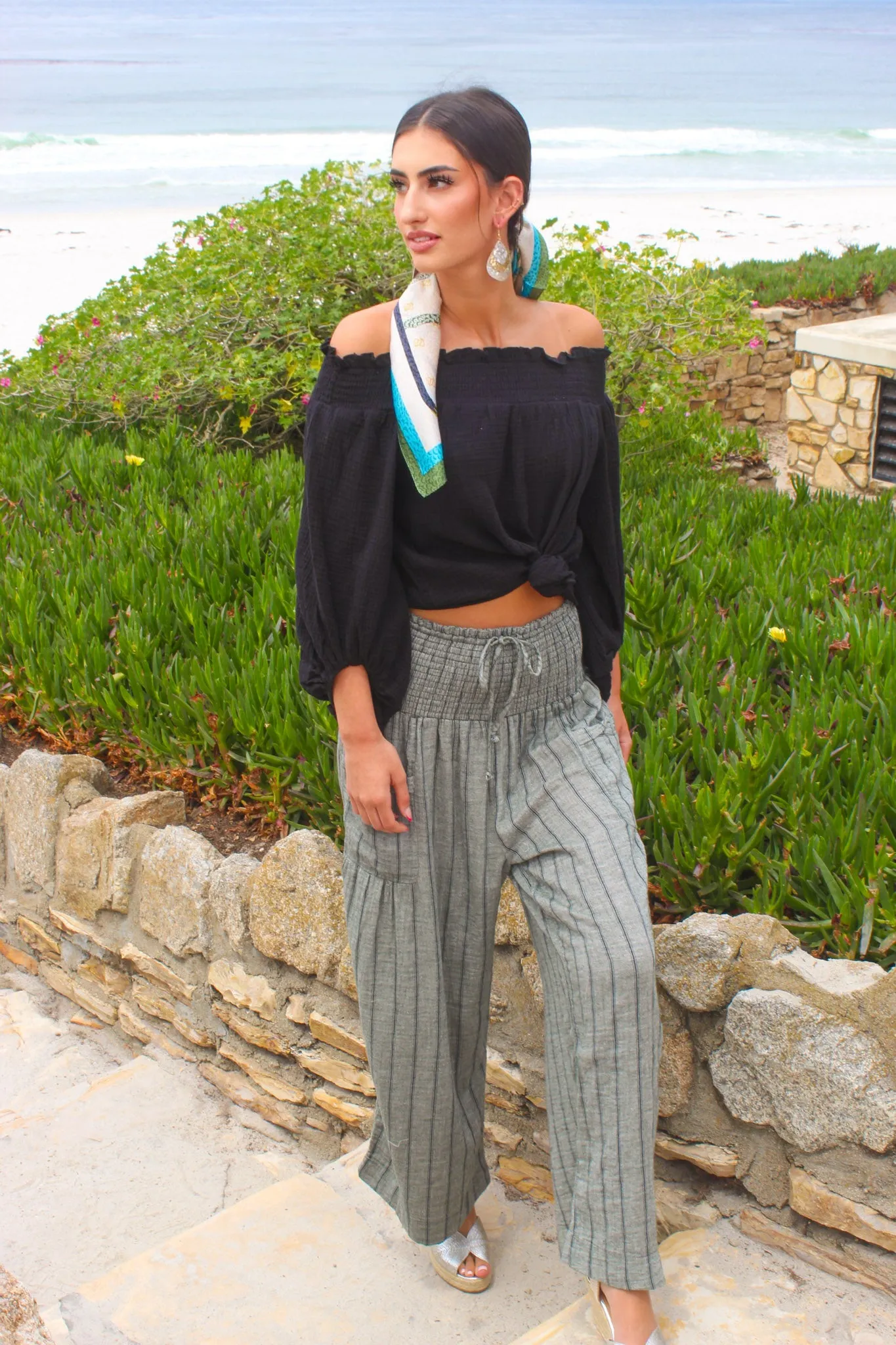 Salty Breeze Off The Shoulder Top - Black