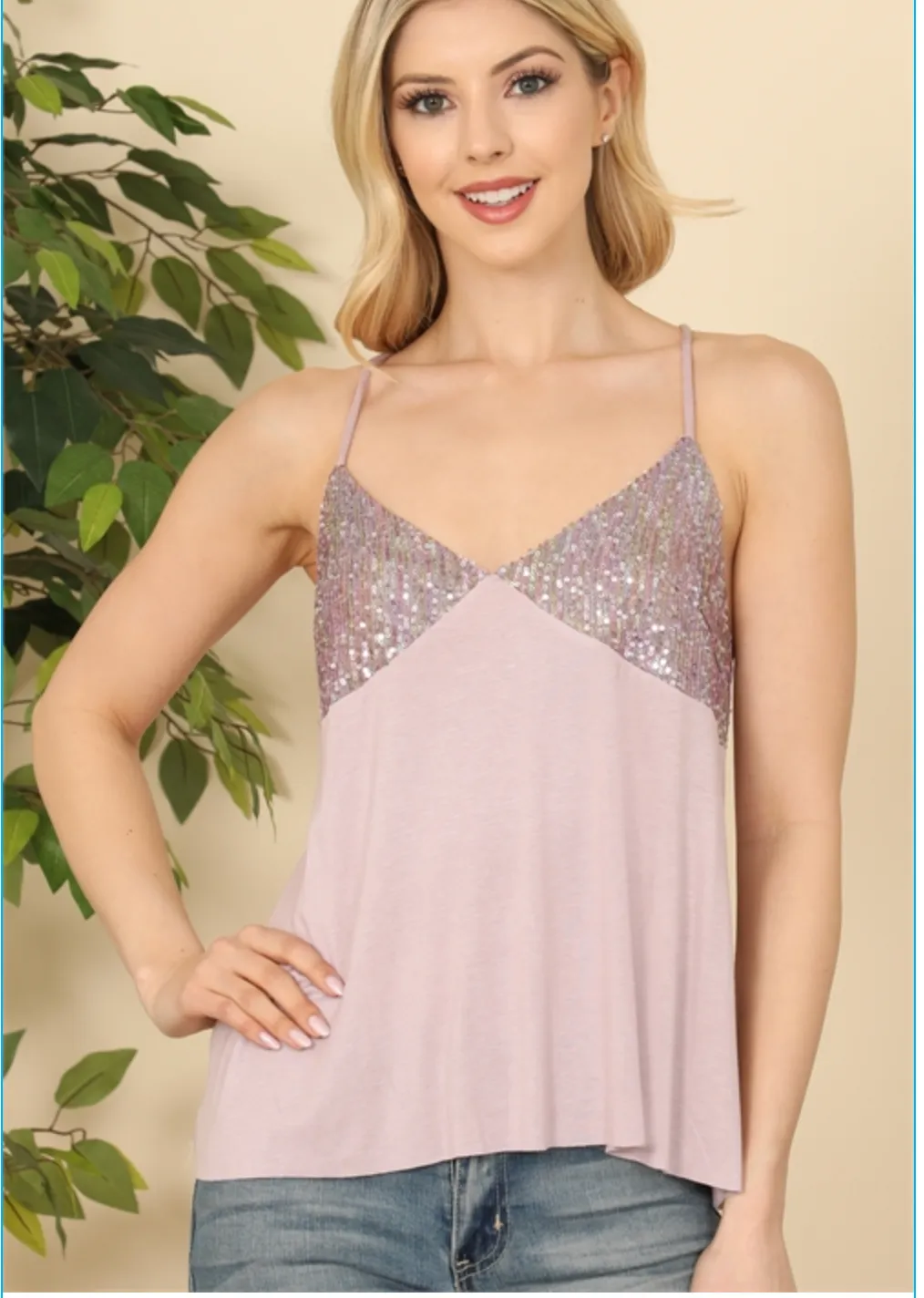 Sequins Open Back Tank