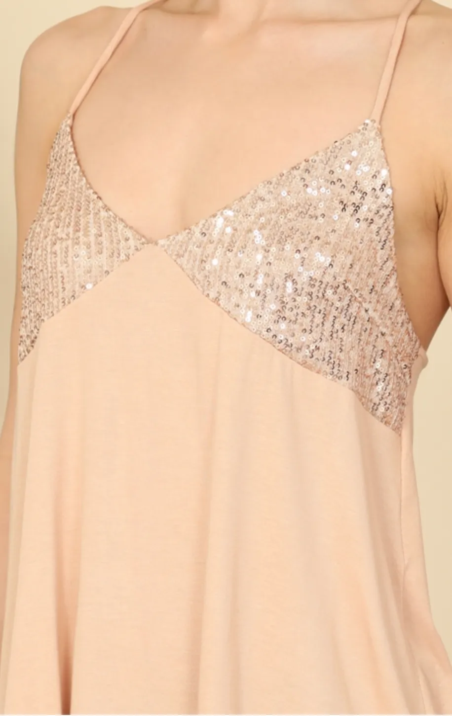 Sequins Open Back Tank