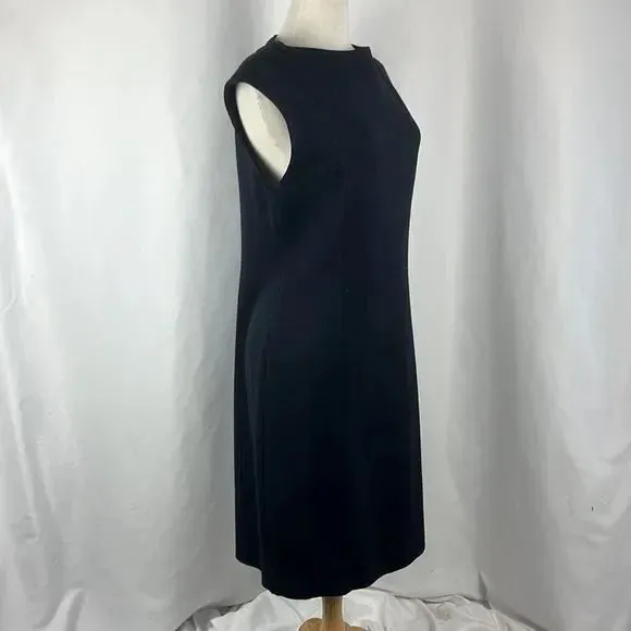 St John Navy Knit Mock Neck Sheath Dress