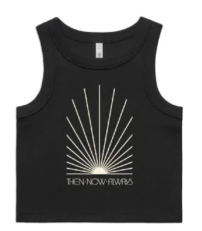 Sunburst Women's Crop Tank-  Black