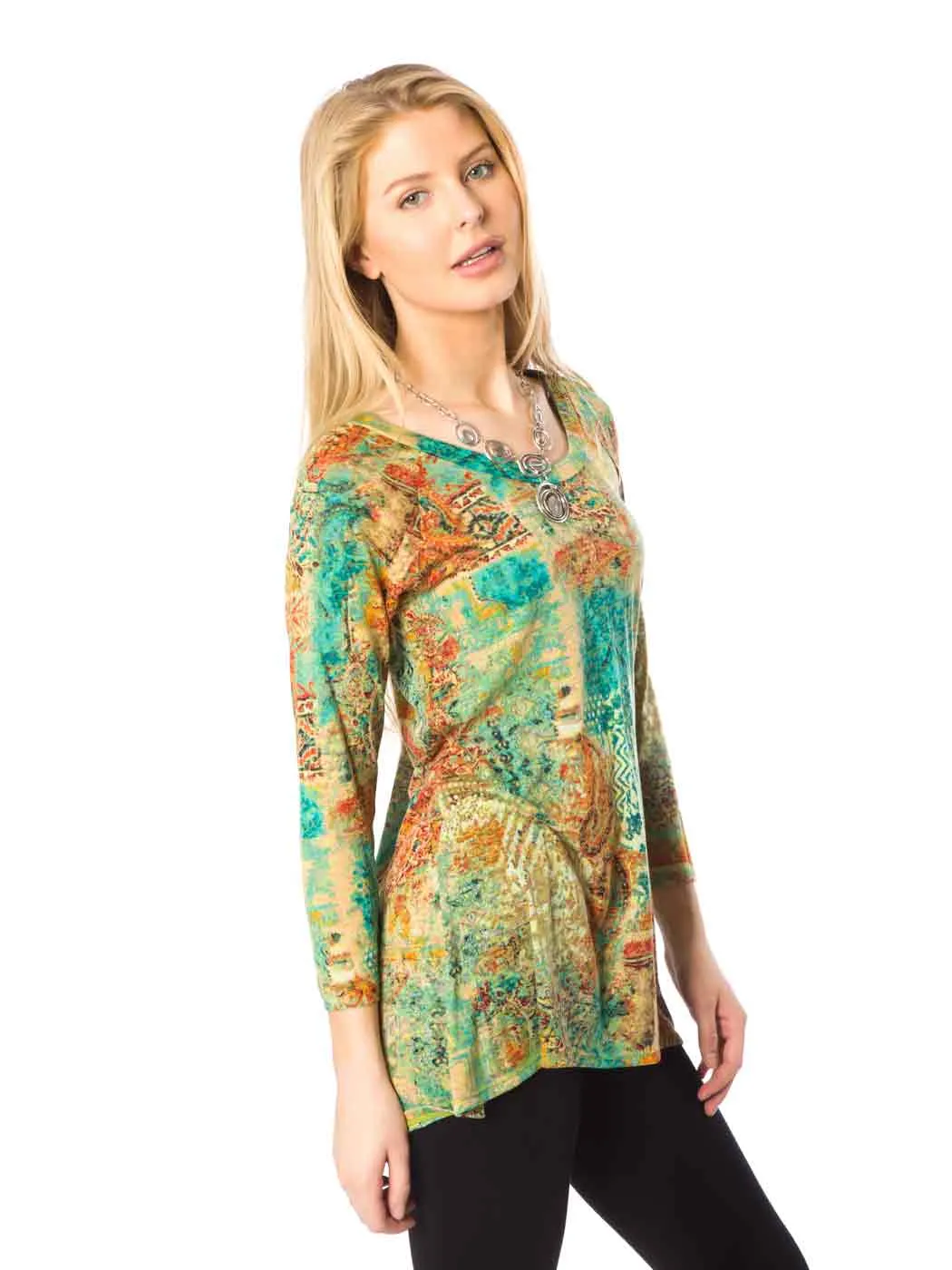 Tianello "Sheikh" Print Knit Jersey Burnout "Livia" Tunic