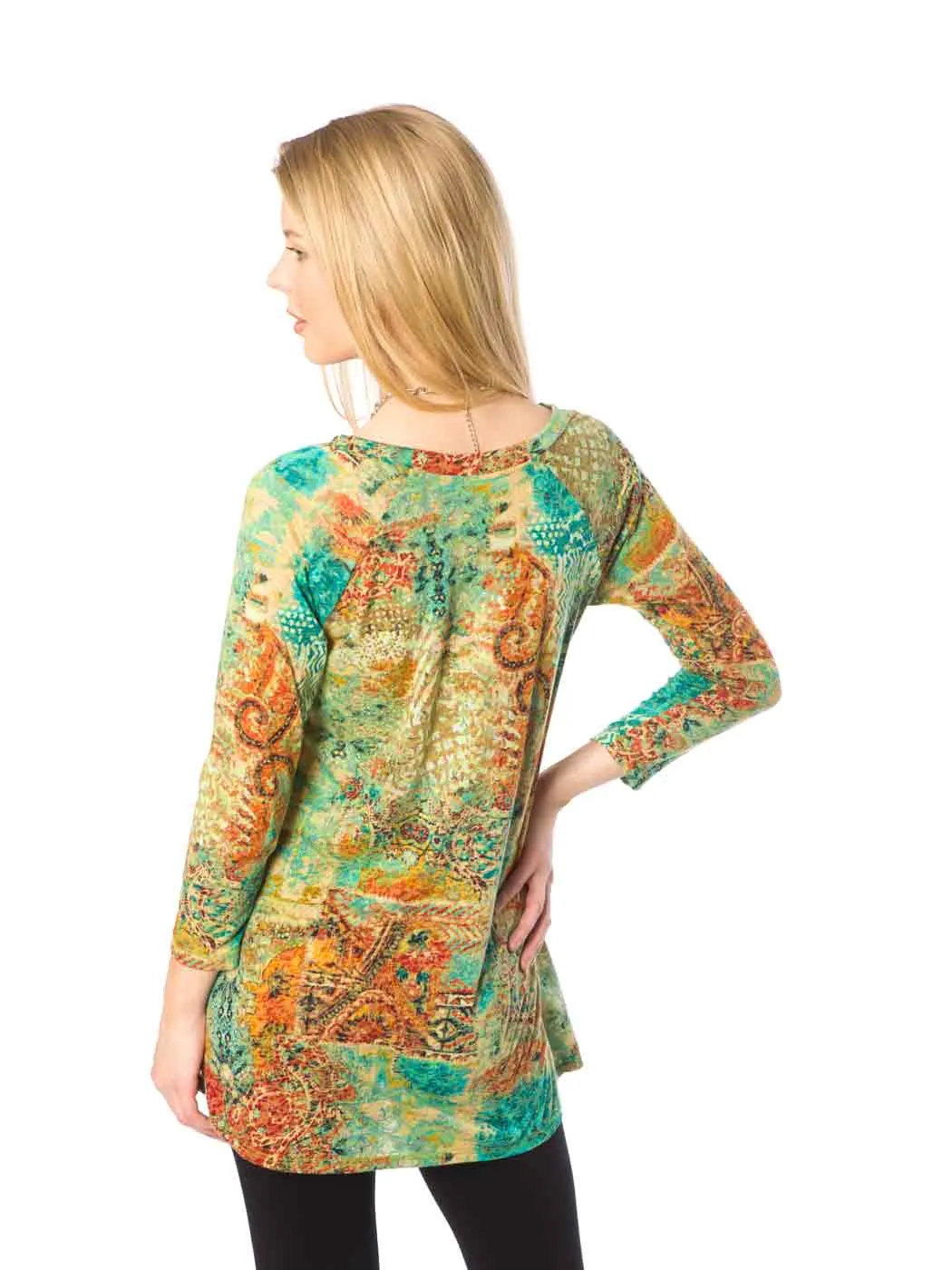 Tianello "Sheikh" Print Knit Jersey Burnout "Livia" Tunic