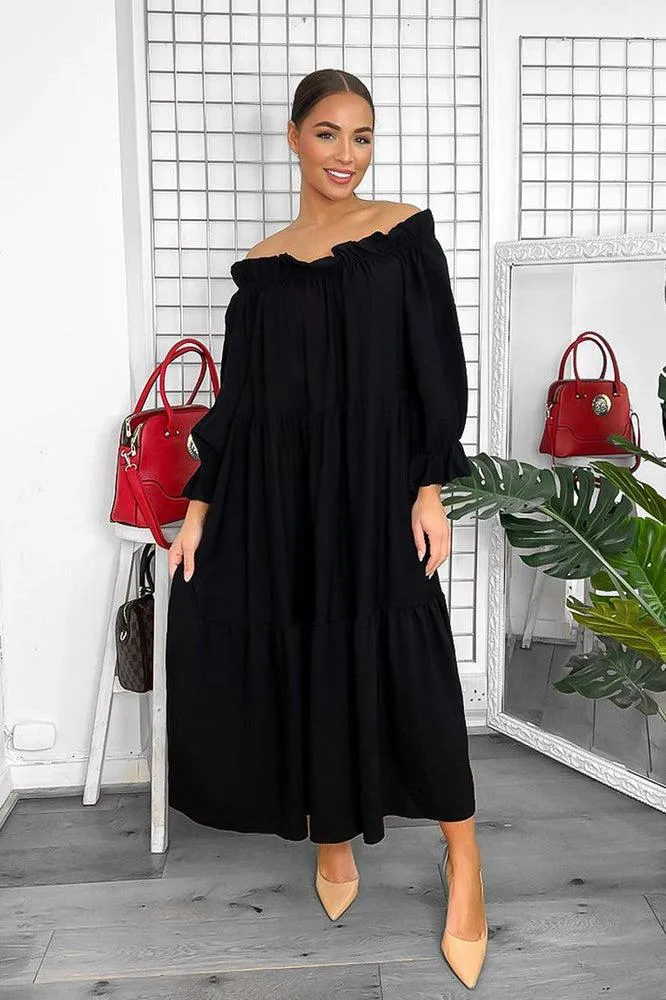 Tiered Off Shoulder Maxi Dress