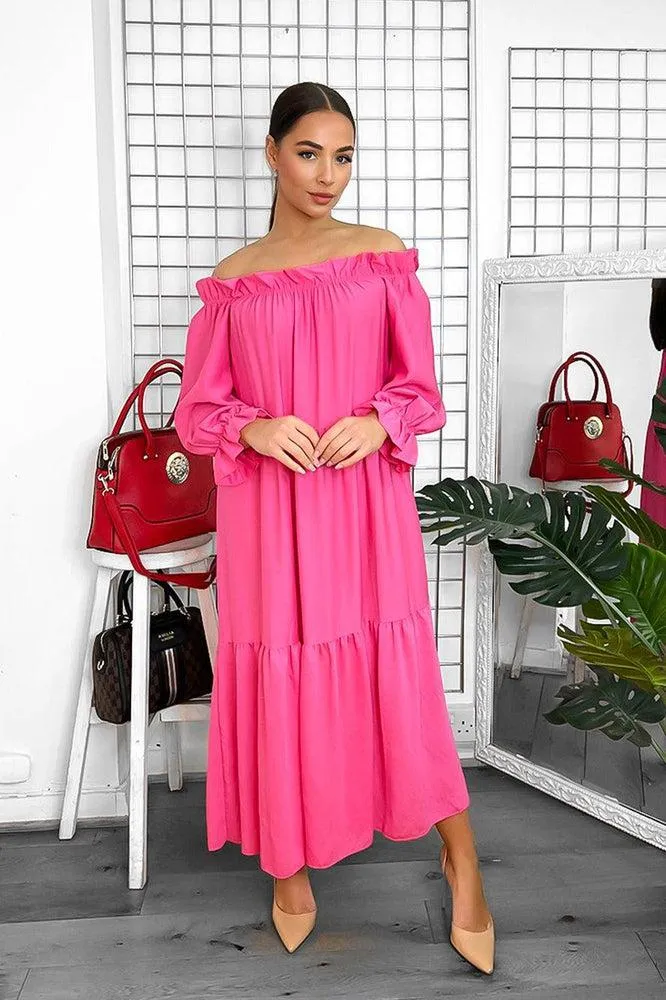 Tiered Off Shoulder Maxi Dress